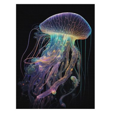 DIY Diamond Painting Kits Art Paint,Colorful Jellyfish Art Illustration 5d Diamond Painting Crystal Rhinestone Diamond Cross Stitch Round Full Drill Art 12x16 Inch
