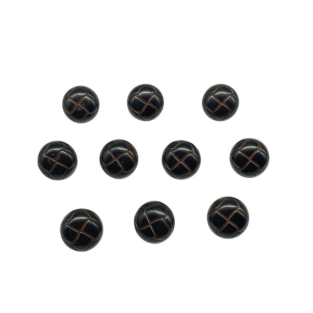 MMvolesy 10Pc Black Plastic Resin Imitation Leather Buttons with Shank Sew On for Clothes Dress Coat Jeans Crafts 15mm 5/8 Inch