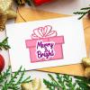 GLOBLELAND Christmas Warm Gift Box Cutting Dies for DIY Scrapbooking Metal Christmas Bowknot Die Cuts Christmas Blessings Cut Dies for Paper Card Making Decoration Album Craft view 2
