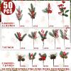 Zeyune 50 Pieces Christmas Floral Picks Christmas Artificial Snowy Berry Picks Stems Small Faux Cedar Pine Needles Branche with Pinecones for Floral Arrangement Wreath Garland Greenery(Red) view 2