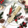 Zeyune 50 Pieces Christmas Floral Picks Christmas Artificial Snowy Berry Picks Stems Small Faux Cedar Pine Needles Branche with Pinecones for Floral Arrangement Wreath Garland Greenery(Red) view 4
