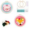 2 Pack Easy Punch Needle Embroidery Floral Deer Starter Kits for Kids and Adults Beginners with Punch Needle Tool,Threader, Stamped Fabric Embroidery,Hoop,Pen, Punch Needle Kits view 1