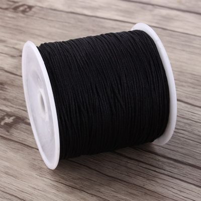 100Mx0.8mm Nylon Chinese Knot Cord Rattail Macrame Thread String Black