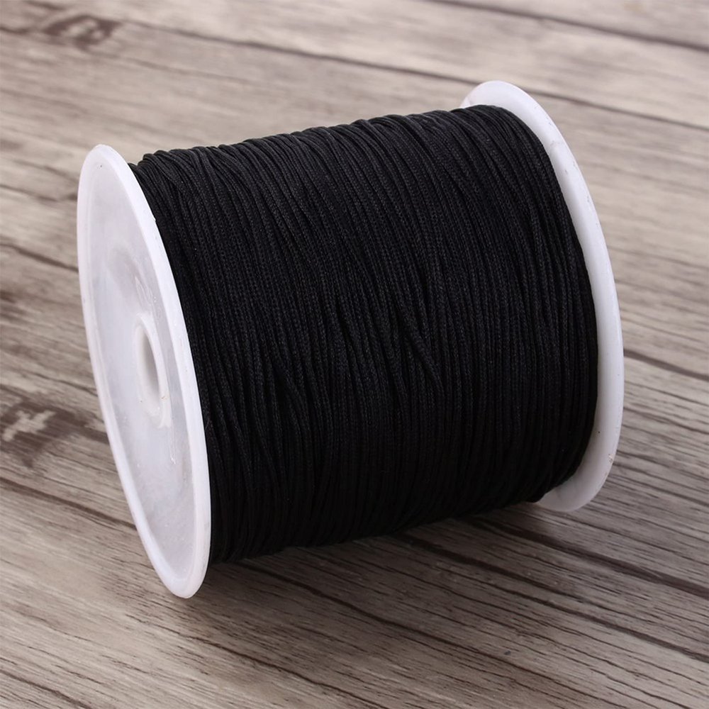 100Mx0.8mm Nylon Chinese Knot Cord Rattail Macrame Thread String Black
