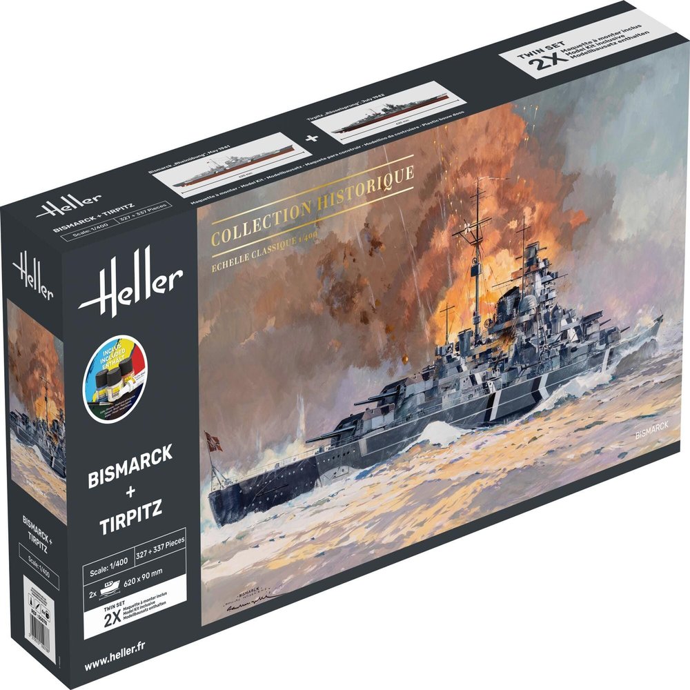 Heller - 1/400 Bismarck Starter Kit + Tirpitz Twinsethel55078