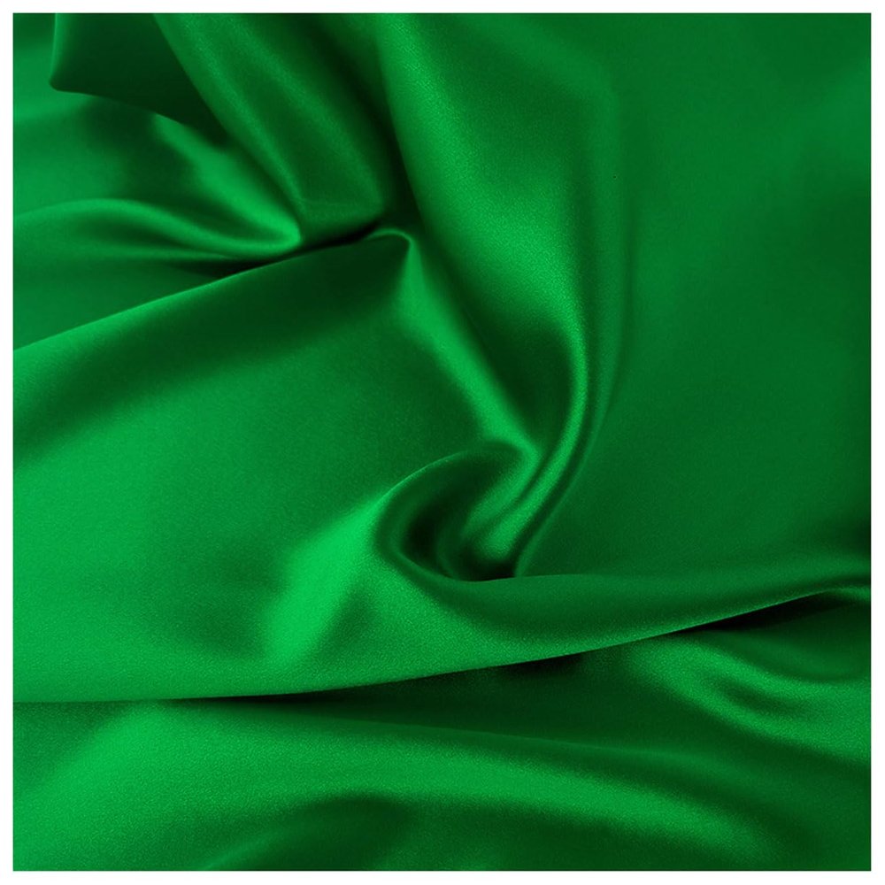 NAKAN 30 Momme Charmeuse Silk Fabric 100% Mulberry Raw Silk Satin Fabric Material for Dress Making, Lining, Wedding, Prom, Pillowcase, 114cm 44'' Wide(Size:1.14x4m(3.7x13ft),Color:Green)
