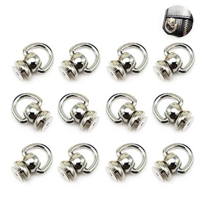D Ring for Purse Leather Stud Rivets, 12 pcs Metal Ball D Ring Studs Screw Rivets for Leather Crossbody Purse Wallet Conversion Kit Accessories Handbag Purse Strap Hardware for Purse Making-Silver