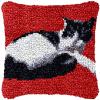 Beginner Latch Hook Kits Black & White Cat Set Sofa Cushion Cover Latch Hook Carpet Rug Acrylic Yarn,Pillowcase Craft Kits with Printed Canvas for Beginners Kids Adults - 17 x 17 Inch view 1