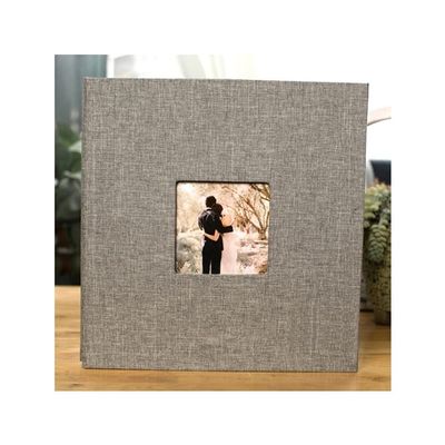 DANCOLOR 16inch Linen DIY Photo Album Lovers Birthday Gift Wedding Photos Baby Photo Ablum Scrapbook Paper Crafts Albums Sticky (Color : Gray-Black Page, Size : 27 * 28cm)