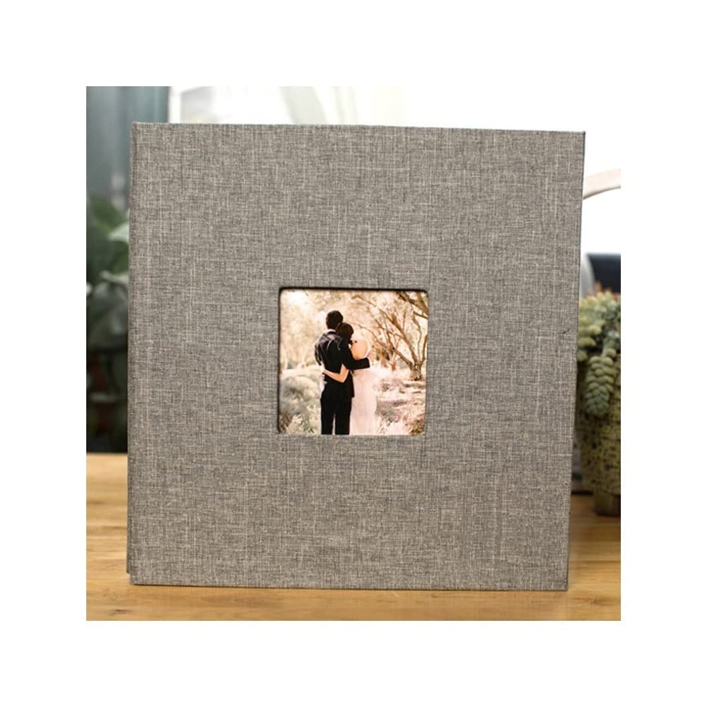 DANCOLOR 16inch Linen DIY Photo Album Lovers Birthday Gift Wedding Photos Baby Photo Ablum Scrapbook Paper Crafts Albums Sticky (Color : Gray-Black Page, Size : 27 * 28cm)