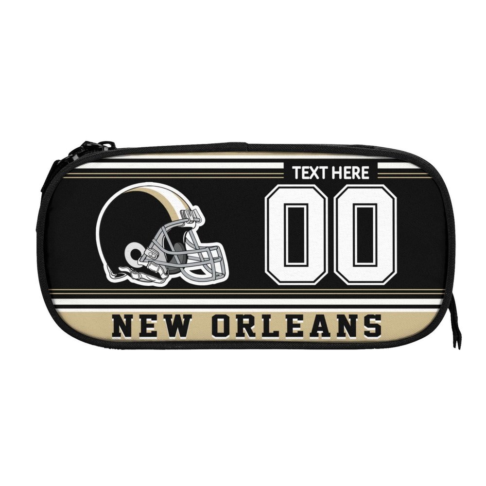 Midkepf New Orleans Pencil Case, Custom Name and Number Pencil Box, Personalized Football Style Pencil Case, Customized Pen Case Gift for Men women fans