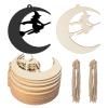 Moon Witch Wood Halloween Wood DIY Wood Moon Witch Shaped Blank Wood with Twines Art Unfinished Ornaments for Halloween Christmas Wedding Birthday Party Thanksgiving Day Decoration 20Pcs view 1