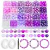 PAXCOO 720pcs Glass Beads for Jewelry Making 8mm, 24 Colors Bead Bracelet Making Kit Purple Round Loose Beads for Bracelet Earring Necklace Jewelry Making Supplies view 1