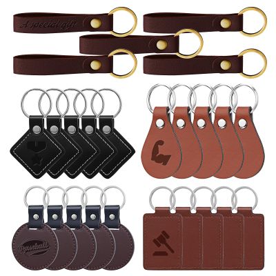 Tikjiua 25 Pcs Leather Key Fob Kit, 5 Types PU Leather Key Fobs with Rivets and Keychain Ring, Diy Keychains Holder for Keychain Making Craft Working