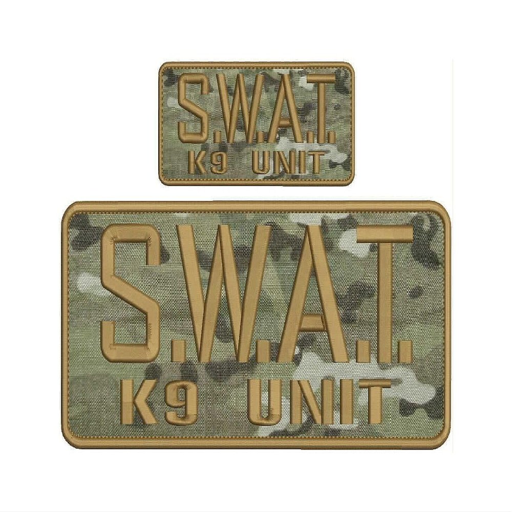 S.W.A.T Unit Embroidery Patches 4x10 and 2x5 Hook On Back Brown Letters Embroidered Iron on Patch Sew On for Clothing Applique for Jackets, Hats, Backpacks Repair Patches for Craft