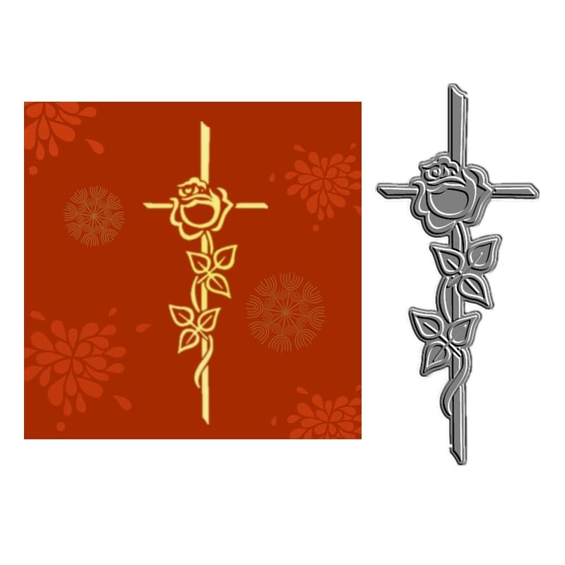 Cross and Rose Hot Foil Plates Scrapbooking for Paper Making Frames Card Craft No Metal Cutting Dies