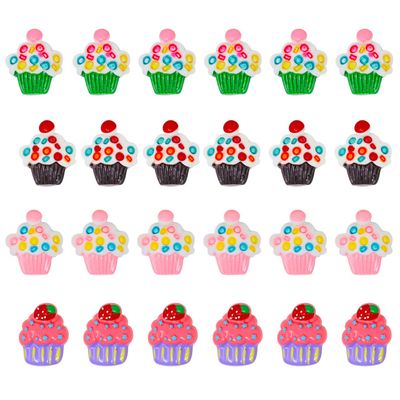 Honbay 24PCS Cupcake Dessert Slime Charms Food Theme Flatback Resin Cabochons Cute Embellishments for Hair Accessories Phone Case Scrapbooking Crafts (4 Style)