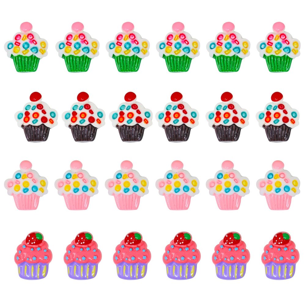 Honbay 24PCS Cupcake Dessert Slime Charms Food Theme Flatback Resin Cabochons Cute Embellishments for Hair Accessories Phone Case Scrapbooking Crafts (4 Style)