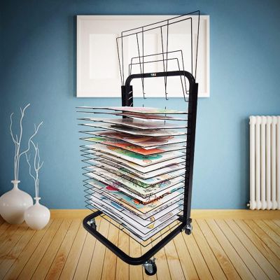 THEGA Steel Drying Painting Racks - Art Drying Rack, Mobile Art Drying Rack for Classrooms, Flexible Shelves, Power Coated Design, Sturdy Paint Drying Rack with Lockable Wheels (Size : 25-Layer)