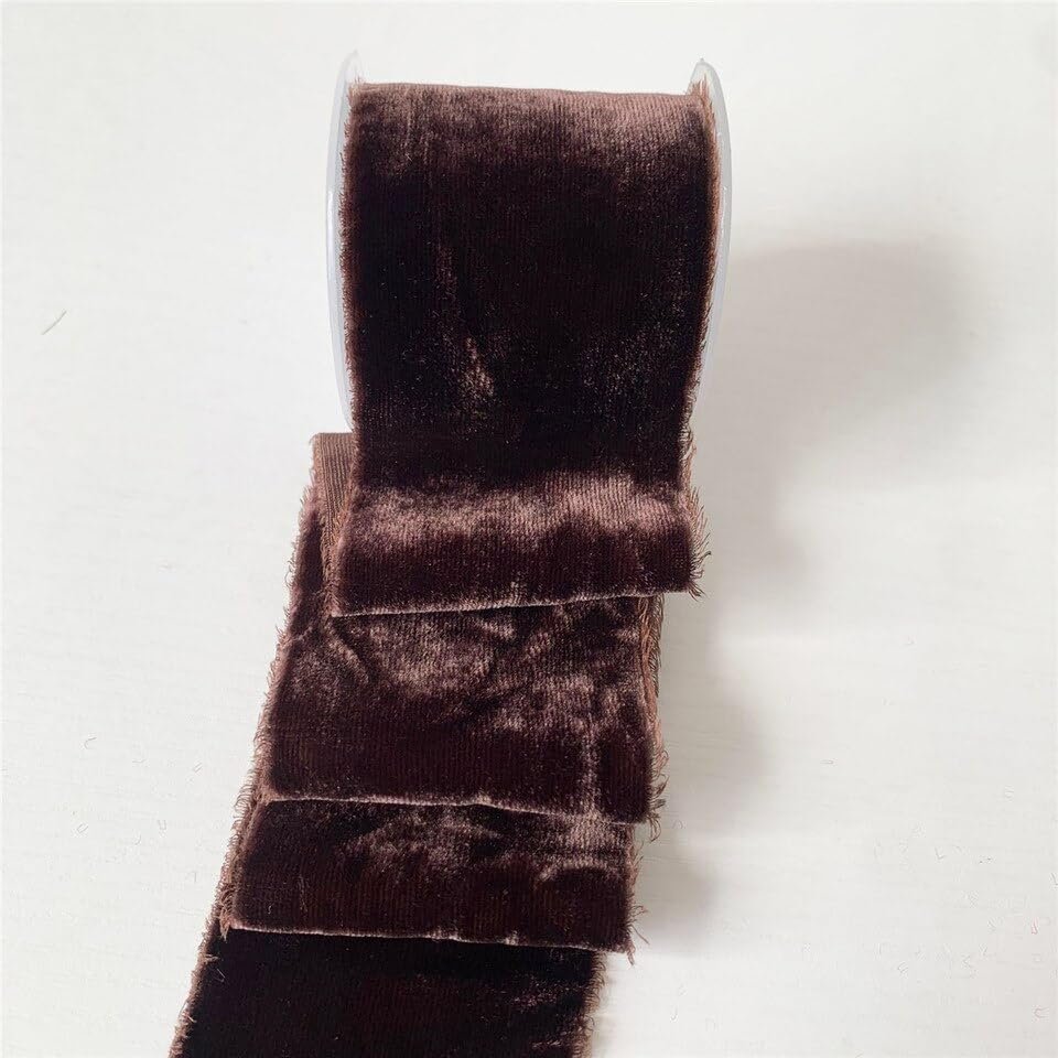 Ins Style 50Mm Silk Velvet Ribbon, Crepe Frayed Edged Ribbon for Wedding Ribbon Packaging Ribbon Silk Ribbon Soft Ribbon - (Color: Ay20/Size: 50Mmx1.35Mts)
