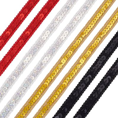 PH PandaHall 21.9 Yards Sequin Ribbon Trim 12mm Metallic Sequin Trim 4 Colors Sequin Lace Trim Glitter Sequin Trim for Crafts Embellishments Costume Hats Dress Shoes Headband Sewing Home Decor