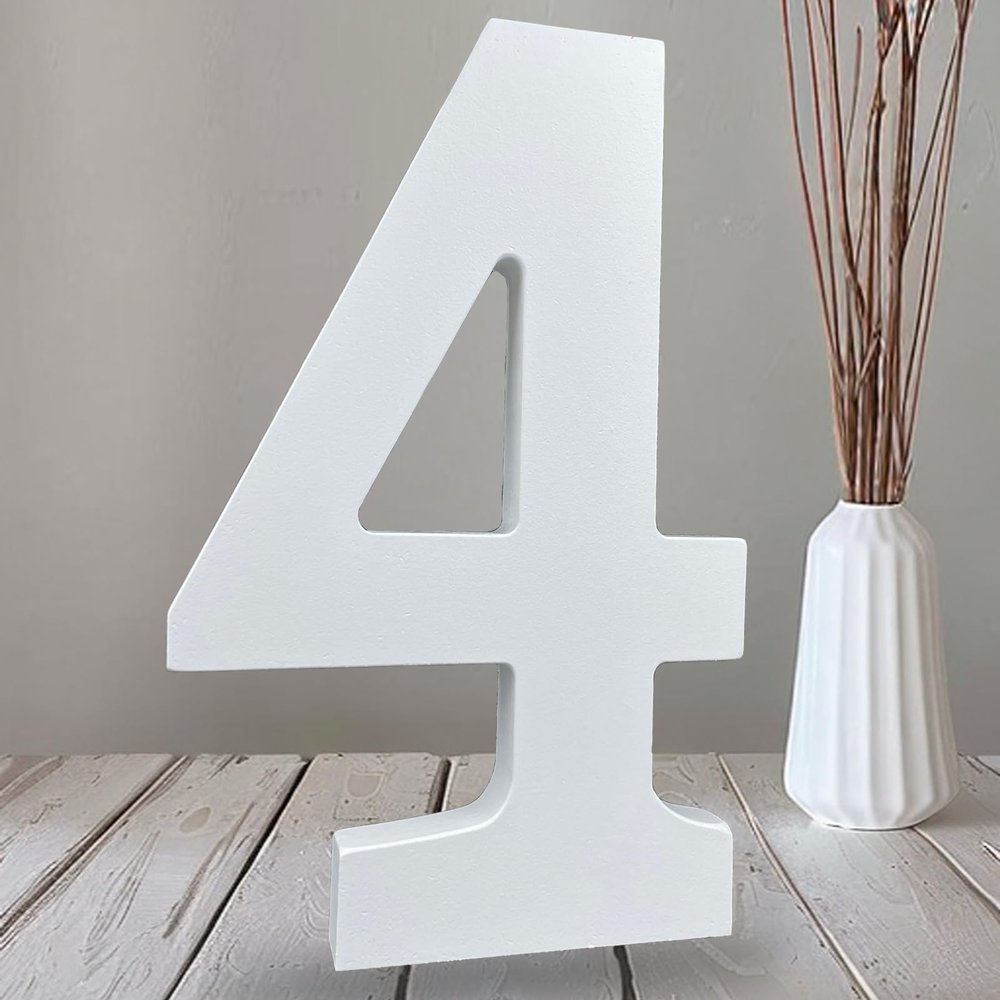 AOCEAN 10 Inch White Wood Numbers Unfinished Wood Numbers for Wall Decor Decorative Standing Numbers Slices Sign Board Decoration for Craft Home Party Projects (4)