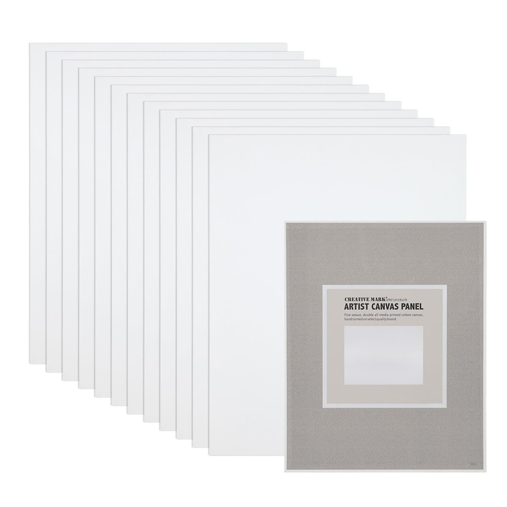 Creative Mark Cotton Canvas Panels 3x3" - 12 Pack - Professional Quality Fine Weave Acrylic Primed Artist Canvas Boards for Painting, Acrylics, Studios, & More