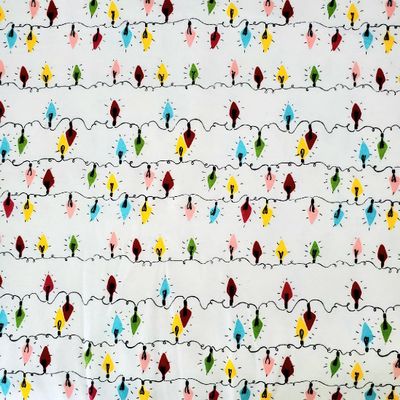 Christmas Lights Fat Quarter 100% Cotton Flannel Fabric Colorful String Lights Design
