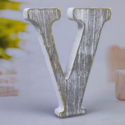 WOODOUNAI 8 Inch Wood Letters Unfinished Rustic Wood Letters for Wall Decor Decorative Standing Letters Slices Sign Board Decoration for Craft Home Party Projects (V)