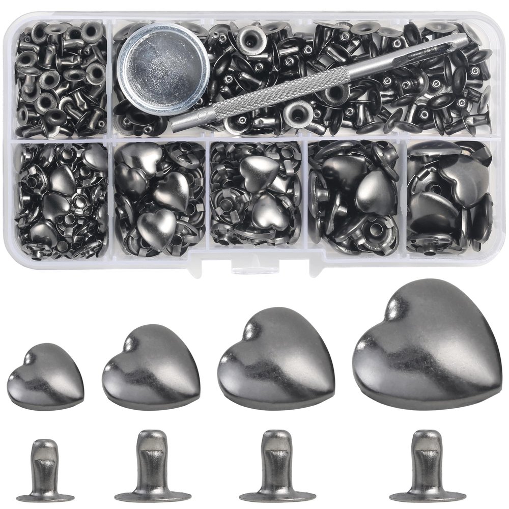 YORANYO 150 Set Mixed Size Rivets Kit - Gunmetal Rivets & Tool for Leather, Fabric & More