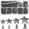 YORANYO 200 Sets Leather Rivets Kit Mixed Sizes - Star Studs for Clothing Fabric - Gunmetal Rivets With Crafting Tool for Repair Decorate Jackets Shoes Bags Belts Purse view 1