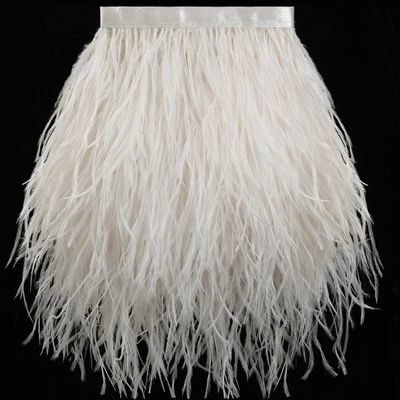 Soarer White Ostrich Feather Trim - 2Yards 5-7inch Feathers Fringe Trim for DIY Sewing Clothing,Wedding,Christmas Home Party(Off-White)