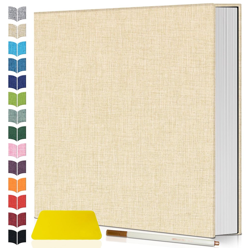 Artfeel Photo Album Self Adhesive Scrapbook,Large Photo Book for 4x6,5x7,8x10 Pictures,DIY Album for Baby Wedding Family Travel Birthday,with Metallic Pen and Scraper