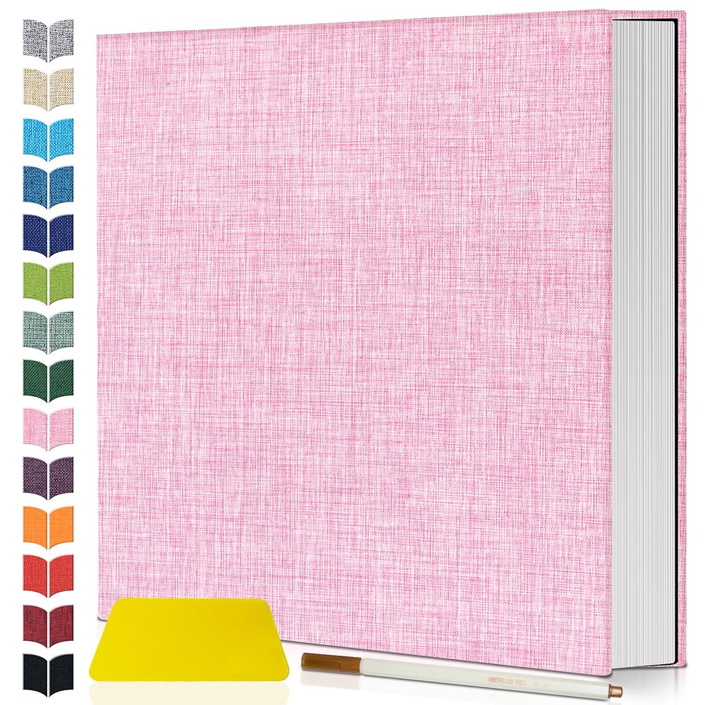 Artfeel Photo Album Self Adhesive Scrapbook,60 Pages Large Photo Book for 4x6,5x7,8x10 Pictures,DIY Album for Baby Wedding Family Travel Birthday,with Metallic Pen and Scraper