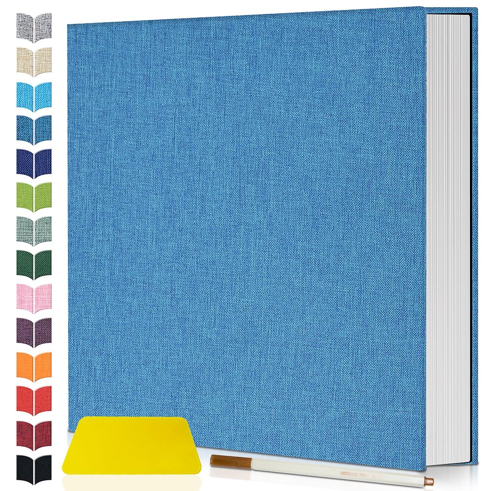 Artfeel Photo Album Self Adhesive Scrapbook,60 Pages Large Photo Book for 4x6,5x7,8x10 Pictures,DIY Album for Baby Wedding Family Travel Birthday,with Metallic Pen and Scraper