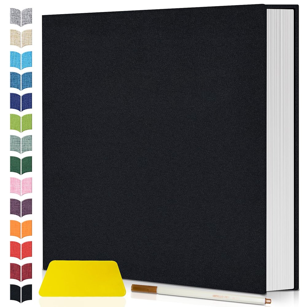 Artfeel Photo Album Self Adhesive Scrapbook,60 Pages Large Photo Book for 4x6,5x7,8x10 Pictures,DIY Album for Baby Wedding Family Travel Birthday,with Metallic Pen and Scraper