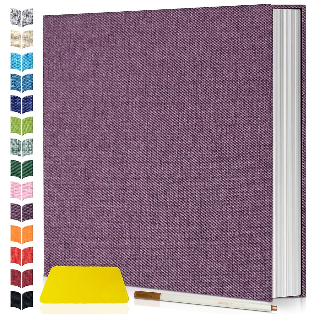 Artfeel Photo Album Self Adhesive Scrapbook,60 Pages Large Photo Book for 4x6,5x7,8x10 Pictures,DIY Album for Baby Wedding Family Travel Birthday,with Metallic Pen and Scraper