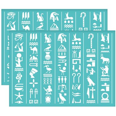 OLYCRAFT 2Pcs Self-Adhesive Silk Screen Printing Stencil Egyptian Hieroglyph Pattern Mesh Transfers Stencils Dog Snake Camel Silk Screen Stencil for Painting on Wood DIY T-Shirt Fabric -7.7x5.5 Inch