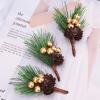 Artificial Christmas Picks, 10 PCS Christmas Mini Pine Picks Pine Tree Plants Red Berry Picks Berry Branches with Pinecones Holly Leaves for Party Flower Arrangements Wreaths Xmas Tree Gift(Gold) view 3