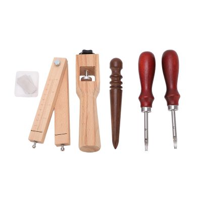 Kuuleyn Leather Strap Cutter, Adjustable Pinewood Stainless Steel Hand Cutting Tool with Polisher for DIY