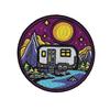 3.5" Vintage Trailer Iron On Patch - Embroidered Vintage Retro Backwoods Hippie Traveler Adventure Outdoor Scout Girl Boy Scouts Nature Hiking Camping Applique Appliques Iron On Sew On Patches view 1