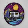 3.5" Vintage Trailer Iron On Patch - Embroidered Vintage Retro Backwoods Hippie Traveler Adventure Outdoor Scout Girl Boy Scouts Nature Hiking Camping Applique Appliques Iron On Sew On Patches view 2