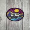 3.5" Vintage Trailer Iron On Patch - Embroidered Vintage Retro Backwoods Hippie Traveler Adventure Outdoor Scout Girl Boy Scouts Nature Hiking Camping Applique Appliques Iron On Sew On Patches view 3