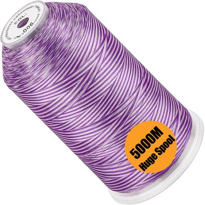New brothread - Single Huge Spool 5000M Each Polyester Embroidery Machine Thread 40WT for Commercial and Domestic Machines - Variegated Color-V-006