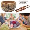 Carfar Knitting Yarn Bowl & Crochet Hooks Set Handmade Wooden Black Texture Yarn Bowl for Crocheting and Knitting (Black) view 4