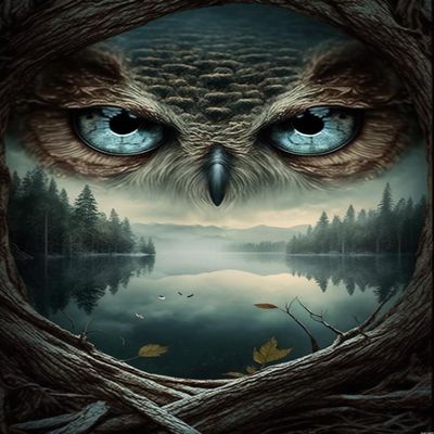 RMSGOZO Owl Lake Diamond Painting - Vintage Abstract Animal Landscape Diamond Art Kits, Exquisite Full Circle Gemstone Fine Rhinestone Art Kit for Beginners, for Room Decor (8 X 12 Inch)