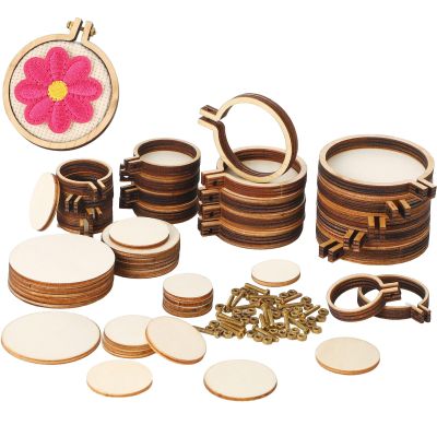 Jetec 20 Pieces 4 Sizes Mini Embroidery Hoops Wooden Small Tiny Embroidery Hoops Adjustable Circle Cross Stitch Ring Bulk for Home Ornaments Art Craft Handy Sewing