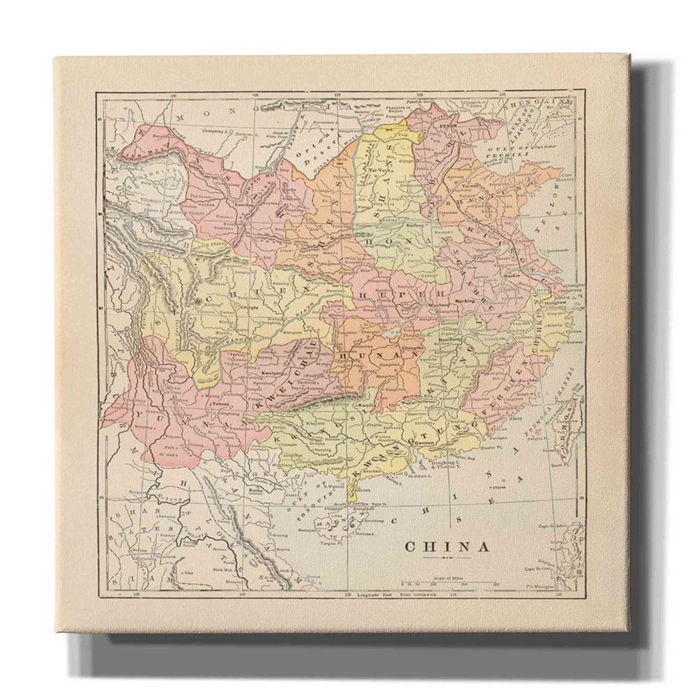 Epic Graffiti 'Map of China' by Wild Apple Portfolio, Canvas Wall Art, 12"x16"