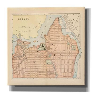 Epic Graffiti 'Map of Ottawa' by Wild Apple Portfolio, Canvas Wall Art, 16"x12"