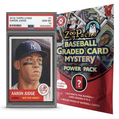 Aaron Judge PSA Graded Card Mystery Power Pack - 1 PSA Graded Aaron Judge Card and 2 Packs of Cards Per Pack - Amazon Exclusive